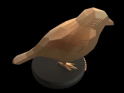Parametric Sparrow Low-poly 3D model