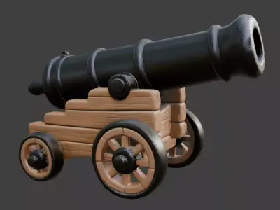 Stylized Pirate Cannon 3D Model Low-poly 3D model