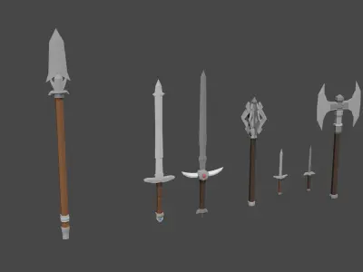 Melee Weapons Low-poly 3D model