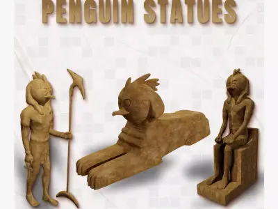 Penguin statue Low-poly 3D model