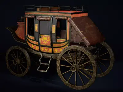 Stagecoach Low-poly 3D model