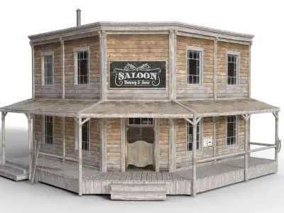 Saloon Wild West Low-poly 3D model Low-poly 3D model