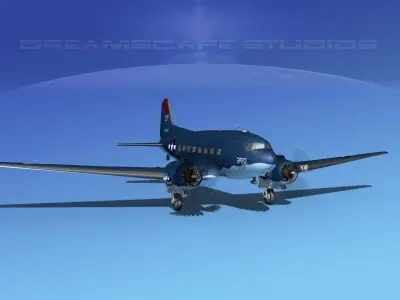 Douglas R-4D Dakota US Marines V3 3D model