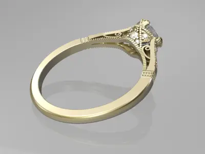 Art deco engagement ring 3D print model