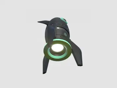Cartoon Spaceship 02 Black Green - Spacecraft Vehicle SciFi Low-poly 3D model