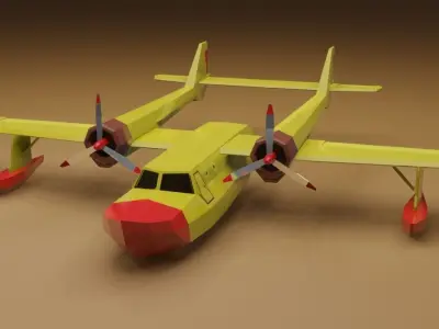 Float Plane - Low Poly - Game Ready - PBR - 3D MODEL  Low-poly 3D model