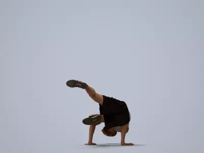 00077Nash002 - Adult Caucasian man crouching during exercise in 3D model
