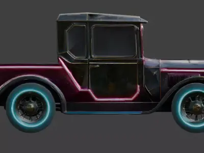 20th Century Cyberpunk Brass Era Car 3D Model Low-poly 3D model