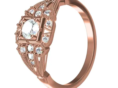 Antique Art Deco Vintage Ring 2 3D print model