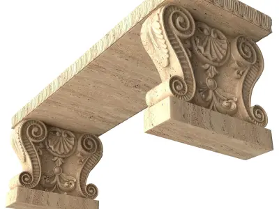 Stone Bench 03 Low-poly 3D model