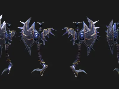 Fantasy Warrior Axe low-poly 3D model Low-poly 3D model