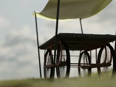  model wooden stall thela  grass models Free 3D model