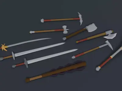 Simple RPG Low Poly weapons  Free low-poly 3D model