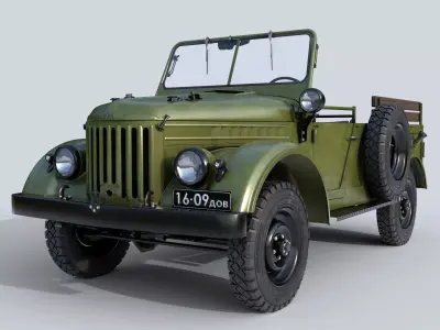3d model of a retro car GAZ 69 Low-poly 3D model
