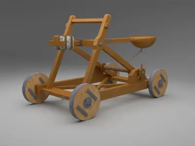 Catapult in Medieval War Equipments Low-poly 3D model
