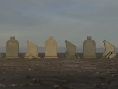 Hand Sculpted cemetery gravestones part 14 Low-poly 3D model