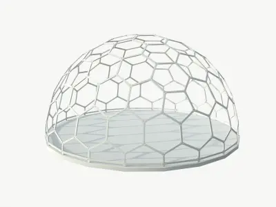 Wooden Geodesic Dome V4 Hexagonal Structure 3D model