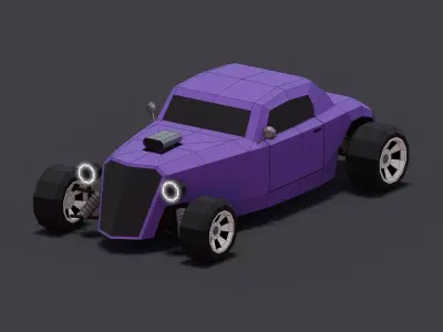 Hot Rod Car Low-poly 3D model