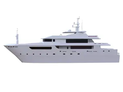 Modern Luxury Yacht 3D Model With Pool Deck Quad Topology PBR Low-poly 3D model