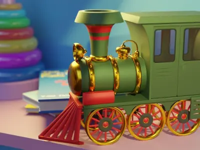 cartoon Stylized Toy Train 3D model