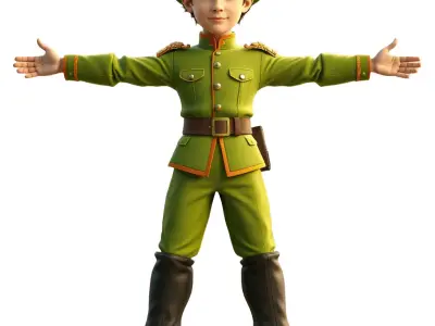 Green Cadet Character model pack Low-poly 3D model