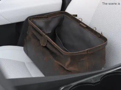 Vintage Shabby Leather Bag with Inside 3D model