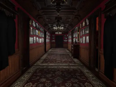 Victorian Manor Grand Chambers Elegant Hallways 3D model