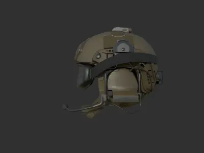 Ops-Core Fast XP TAN with Comtac and Goggles Low Poly 3D model  Low-poly 3D model