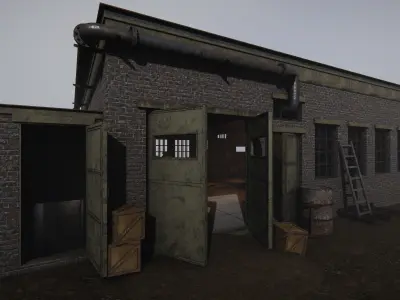 Modular Industrial Building for Unity Low-poly 3D model