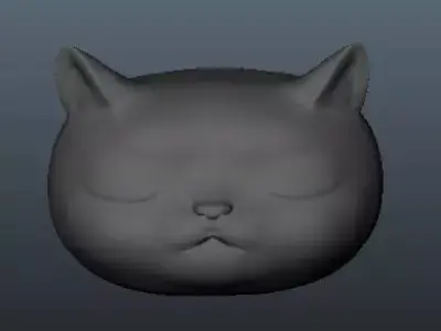 catface cat head with eyes closed 3D model