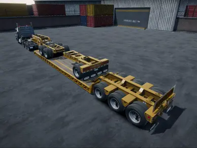 Lowboy semi truck unity asset Low-poly 3D model