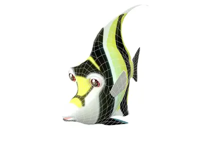 Moorish Idol Animated Fish  Low-poly 3D model