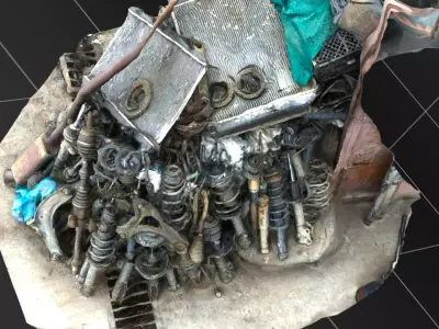 3D Scanned Car Parts Garbage Pile Free 3D model