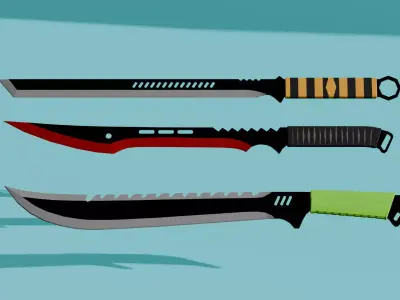 3 MACHETES Low-poly 3D model