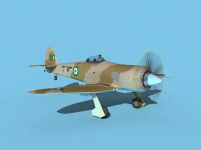 Hawker Sea Fury V20 Egyptian AF 3D model