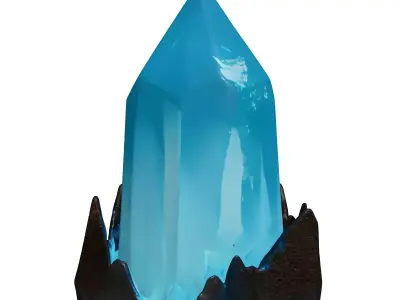 Fantasy Blue Crystal with Rock Base 3D model