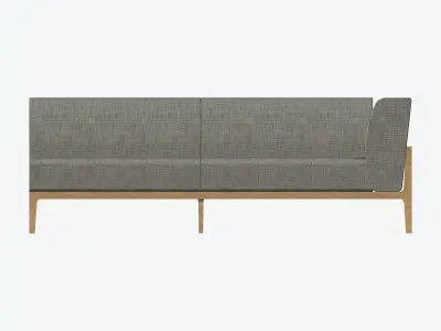 Furniture - Sofa - Contemporary - Oak - Medium - Sofa - Left Low-poly 3D model