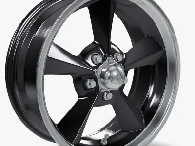 BG Rod Works Old School Wheel 17x8 Gunmetal With Machined Lip  Low-poly 3D model