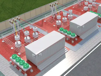 Electrical power substation-power station 3D model