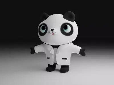 Cute 3d Panda Model Ready for Animation Low-poly 3D model