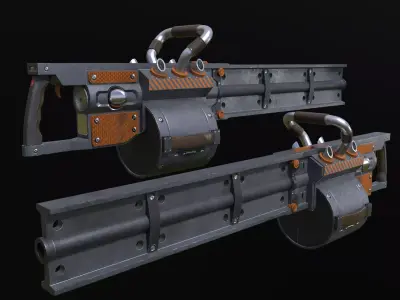 Scifi Heavy Machine Gun PBR Low-poly 3D model