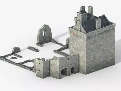 Balvaird Castle Low-poly 3D model