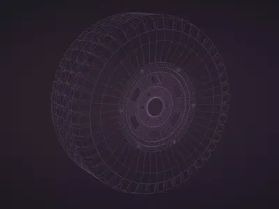 Stylized 4x4 Off-Road Tire and Rim Low-poly 3D model