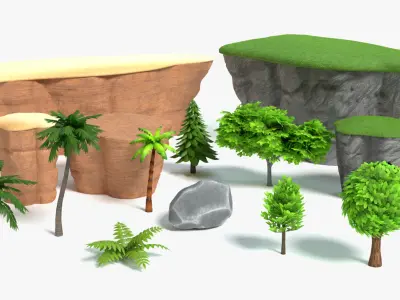 Cartoon Nature Set 3D model