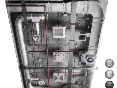 Industrial ceiling  Ventilation system  3D model