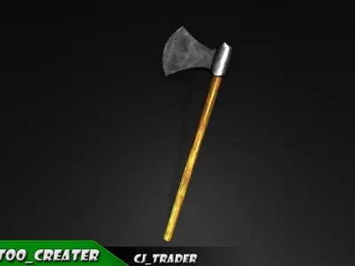 PBR Medieval Realistic Axe Low-Poly 3D Model Low-poly 3D model