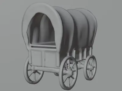 Low-Poly Desert Wagon with Lanterns  Game Ready Asset Low-poly 3D model