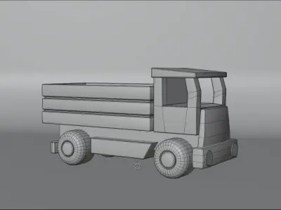 Wooden truck 3D model Low-poly 3D model