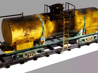 Industrial Rail Tanker Wagon Low-poly 3D model