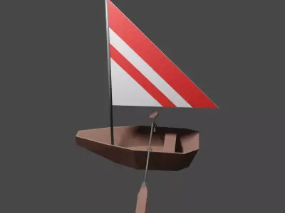 Boat with sail Low-poly 3D model
